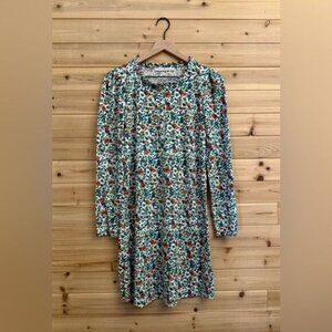 Peruvian Connection Size Small Prairie Flower Long Sleeve Ruffle Neck Dress